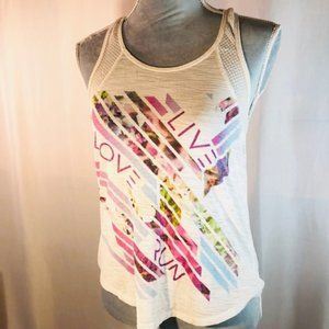 LIVE LOVE DREAM RUN Cute Spellout Striped Tank Top